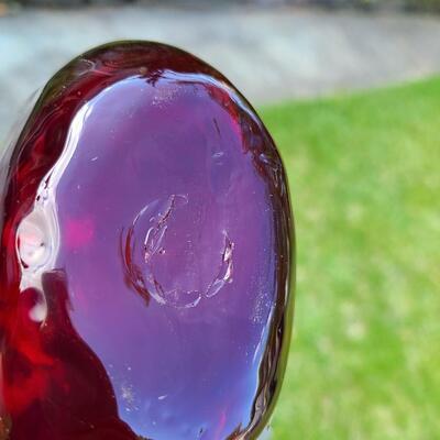 Lot 199: Ruby Red Blown Glass Vases & Stained Glass Pane