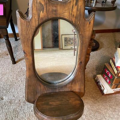 Wood mirror with shelf