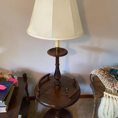 Vintage lamp in wood stand