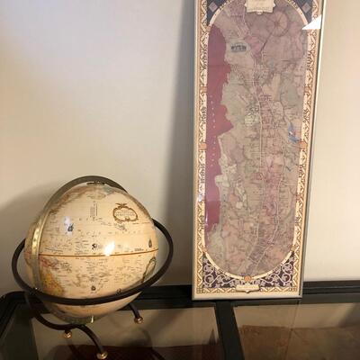 B10 - vintage globe & Napa Valkey Wall Art