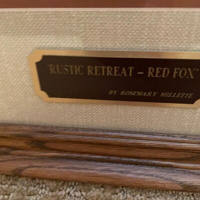 Rustic retreat Red Fox print with frame by Rosemary Millette