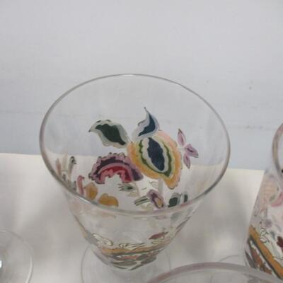 Hand Painted Drinking Glasses & Pitcher