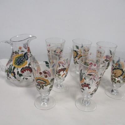 Hand Painted Drinking Glasses & Pitcher