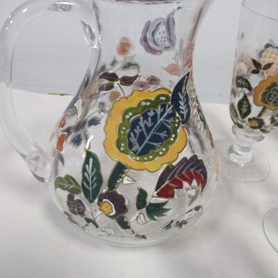 Hand Painted Drinking Glasses & Pitcher