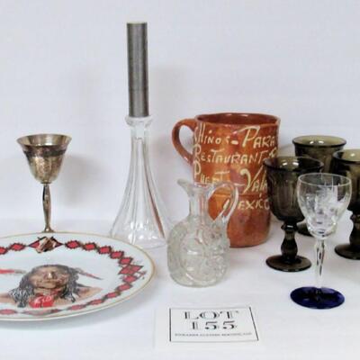 Lot of Vintage Kitchen Glass, Plate, Pitcher, Heisey Glass Candle Base, More