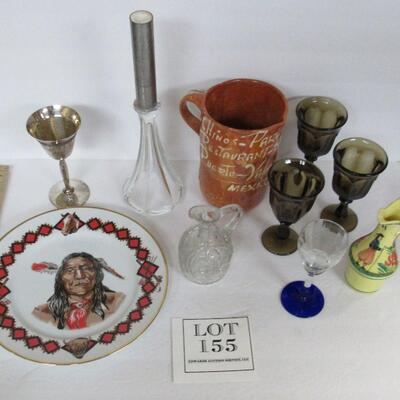 Lot of Vintage Kitchen Glass, Plate, Pitcher, Heisey Glass Candle Base, More
