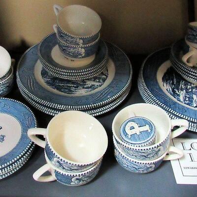 Large Lot of Currier and Ives Dishes