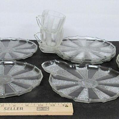 Lot of Vintage Jeanette Glass Dewdrop Snack Trays and Cups