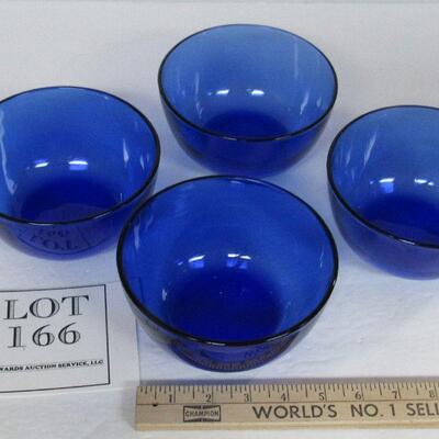 4 Cobalt Blue Deep Bowls, 5 1/2" Wide