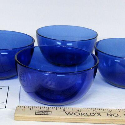 4 Cobalt Blue Deep Bowls, 5 1/2" Wide