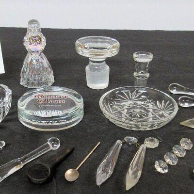 Lot of Glassware: Mosser Glass Paperweight, Prisms, More