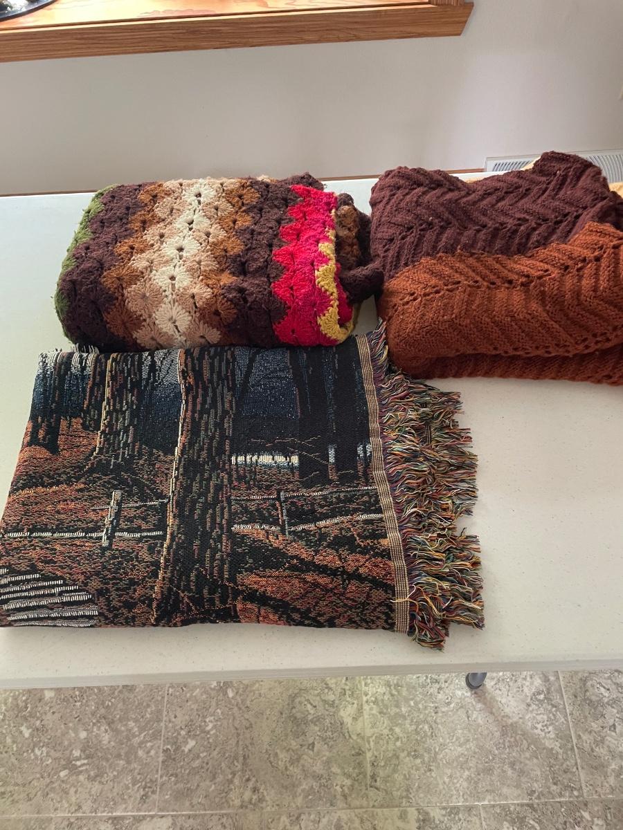 3 Afghan blankets
