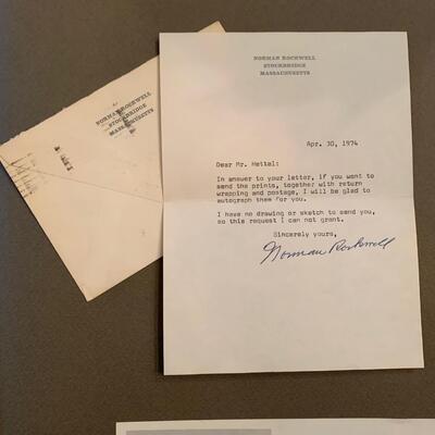 Lot 253: 1974 Norman Rockwell Signed Letter, Framed Print & Artist Signed Book