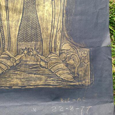 Lot 405: Three Vintage Tomb Etchings in Gold on Black.
