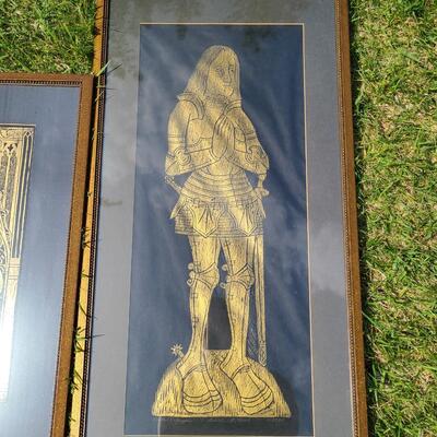 Lot 405: Three Vintage Tomb Etchings in Gold on Black.