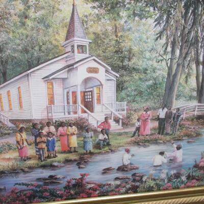 African American Art Work Church Baptism - Print