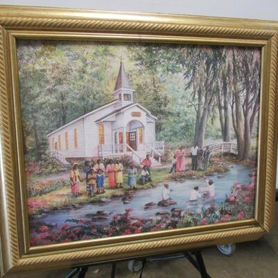 African American Art Work Church Baptism - Print