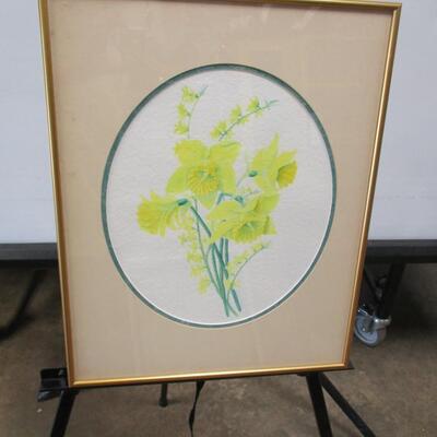 Framed Yellow Flower Painting