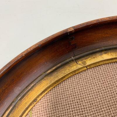 .61. Oval Walnut Frame | Needlepoint Gentleman | c. 1880