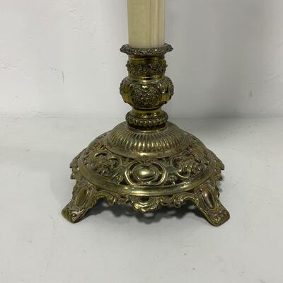 .63. Hand Painted Banquet Lamp | Onyx Stem | c. 1890