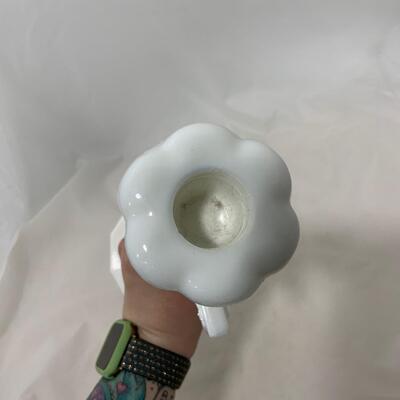 .64. Milk Glass Candlestick | Rare Bread Plate | c. 1875