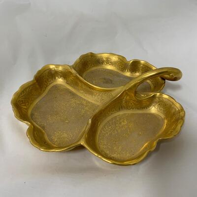 .75. 22k Gold Plated | Nappy | Divided Dish | Shakers | c. 1930