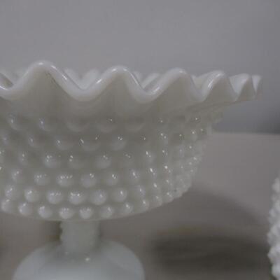 Collection of Fenton Hobnail Milk Glass