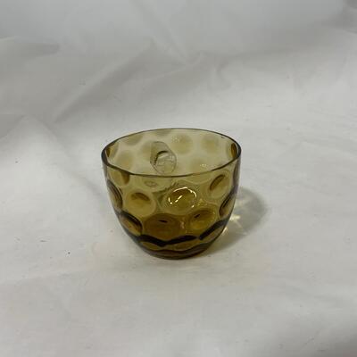 .79. Amber Thumbprint Punch Bowl | 6 Cups | c. 1890
