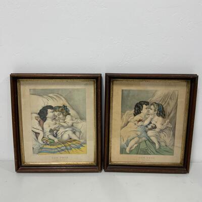 .86. Currier and Ives Prints | Walnut Frames | c. 1850