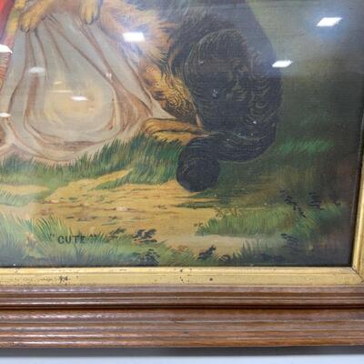 .93. Victorian Walnut Frame | Oil Chromo | â€œCuteâ€ | c. 1860
