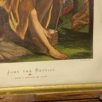 .94. Carved Walnut Frame | John the Baptist Print | c. 1870