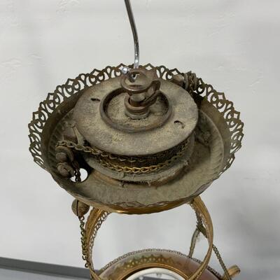 .101. Hand Painted Shade | Electrified Hanging Lamp