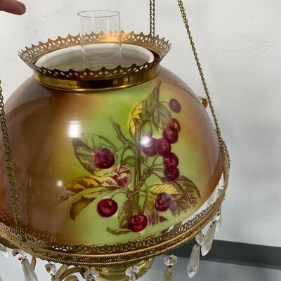 .101. Hand Painted Shade | Electrified Hanging Lamp