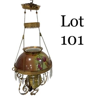 .101. Hand Painted Shade | Electrified Hanging Lamp
