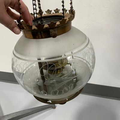 .102. Etched Glass | Hall Oil Lamp | c. 1860