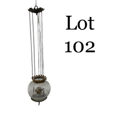 .102. Etched Glass | Hall Oil Lamp | c. 1860