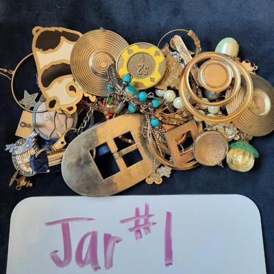 Costume Jewelry Lot of 3 Jars