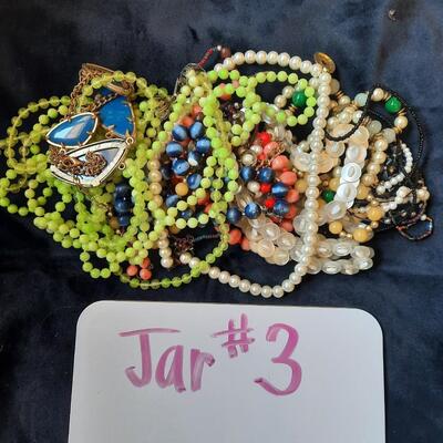 Costume Jewelry Lot of 3 Jars