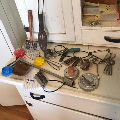 Flat of Church keys and other kitchen items