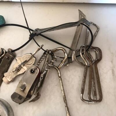 Flat of Church keys and other kitchen items