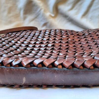 Vintage Braided Leather Brown Shoulder Bag
