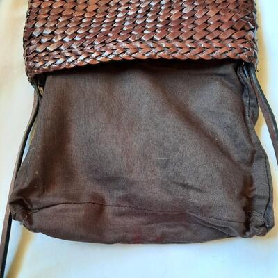 Vintage Braided Leather Brown Shoulder Bag
