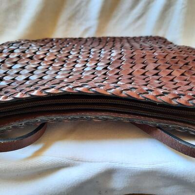 Vintage Braided Leather Brown Shoulder Bag