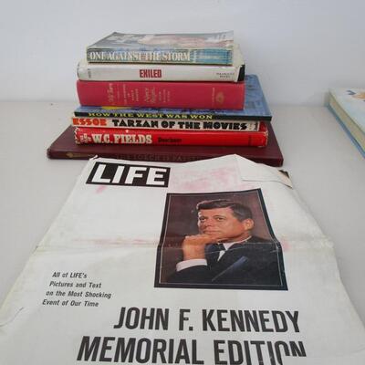 #6 Vintage John F. Kennedy and W.C. Fields Biographies and historical movie books