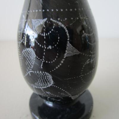 #59 Vintage Japanese marble vase, clear glass vase, candy jar