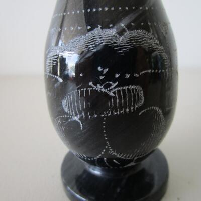 #59 Vintage Japanese marble vase, clear glass vase, candy jar