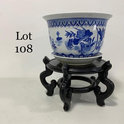 .108. Asian Planter with Under-plate and Stand | c. 1920