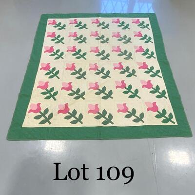 .109. Hand Made Tulip Quilt | c. 1930