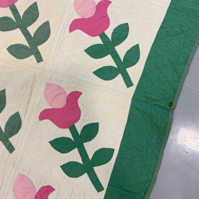 .109. Hand Made Tulip Quilt | c. 1930