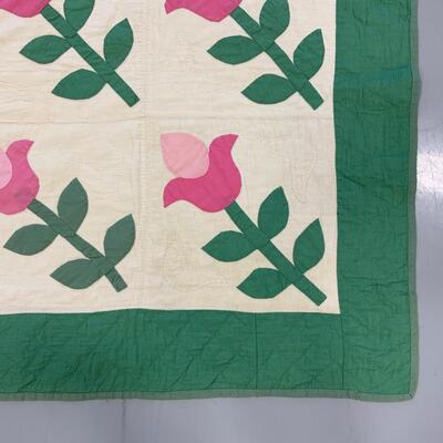 .109. Hand Made Tulip Quilt | c. 1930